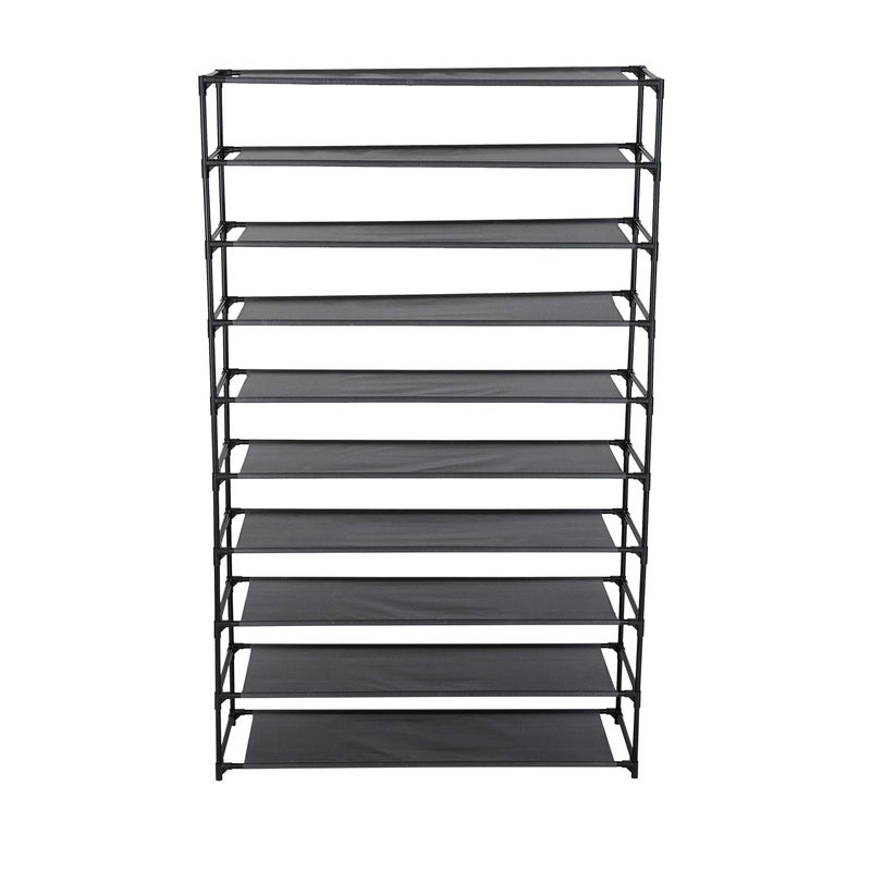 Simplify 10 Tier 50 Pair Freestanding Shoe Rack | Holds up to 100 Individual Shoes | Good for Sneakers, Boots, Loafers, Heels & Slippers | Black - Image 1